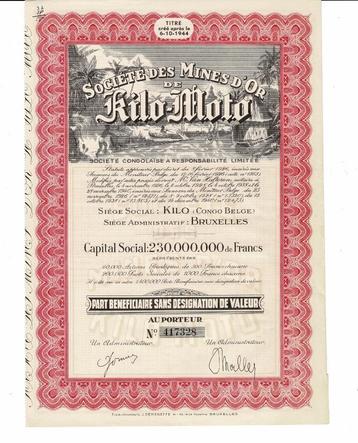 48 stuks Mines d'Or de Kilo-Moto - 1944 - Part Bénéficaire beschikbaar voor biedingen