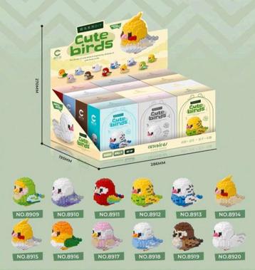 12 bouwsetjes voor volwassenen Cute Birds met display beschikbaar voor biedingen