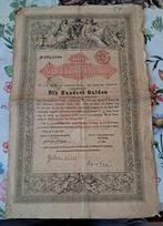 3 aandelen staatsschuld verschreibung 100 Gulden 1868 Wie, Ophalen of Verzenden, Voor 1920, Obligatie of Lening