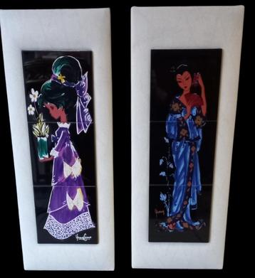 paar gesigneerde vintage muurplaten.  beschikbaar voor biedingen