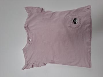Mt 116 Lichtroze T-shirt met ruches en poes op zakje  beschikbaar voor biedingen