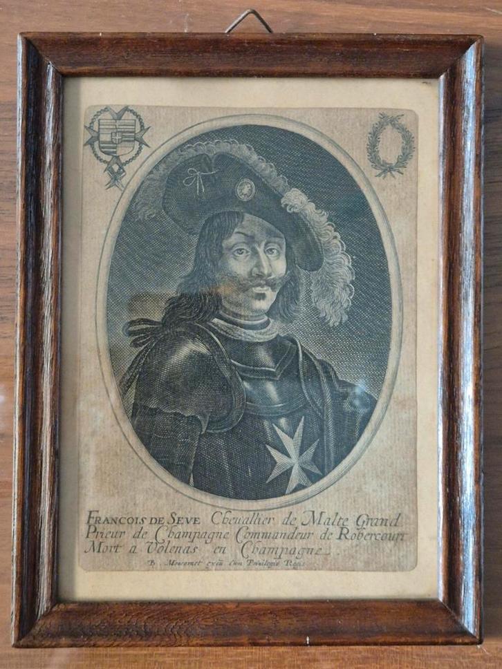 Antieke kopergravure – Ridder Orde van Malta – 17e-18e, Antiek en Kunst, Kunst | Schilderijen | Klassiek, Ophalen