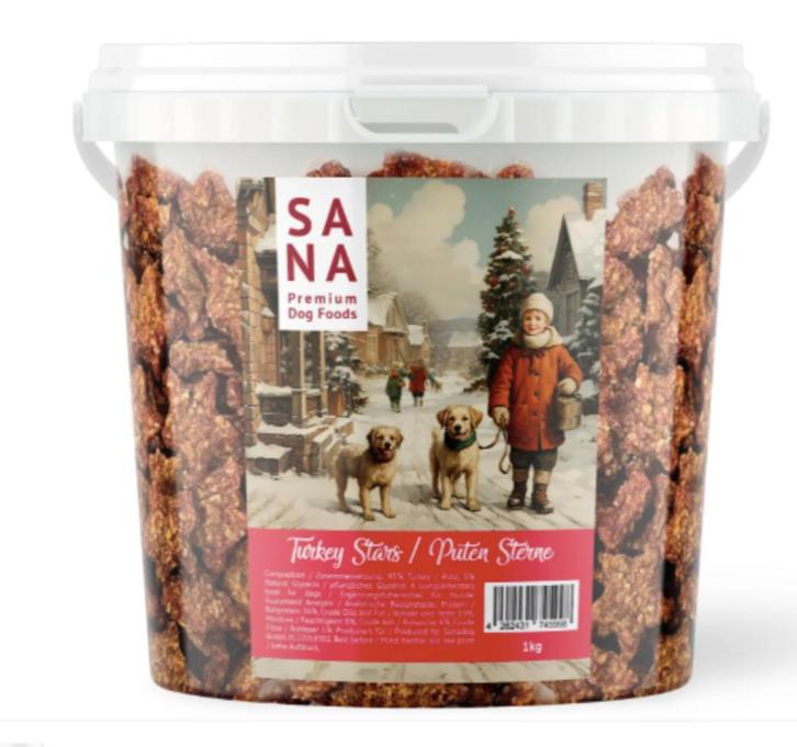 Gezonde hondensnoepjes Sana Dog - 'Stars' - Kalkoen - 1 kg, Dieren en Toebehoren, Hondenspeelgoed, Nieuw, Overig speelgoed, Ophalen of Verzenden
