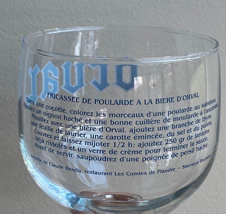 verre trappiste brasserie abbaye ORVAL avec menu, Collections, Marques de bière, Comme neuf, Verre ou Verres, Enlèvement ou Envoi