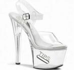 PLEASER Tipjar-708-5 NIEUW maat 40 EU doorzichtige hakken, Kleding | Dames, Schoenen, Overige kleuren, Nieuw, Ophalen of Verzenden