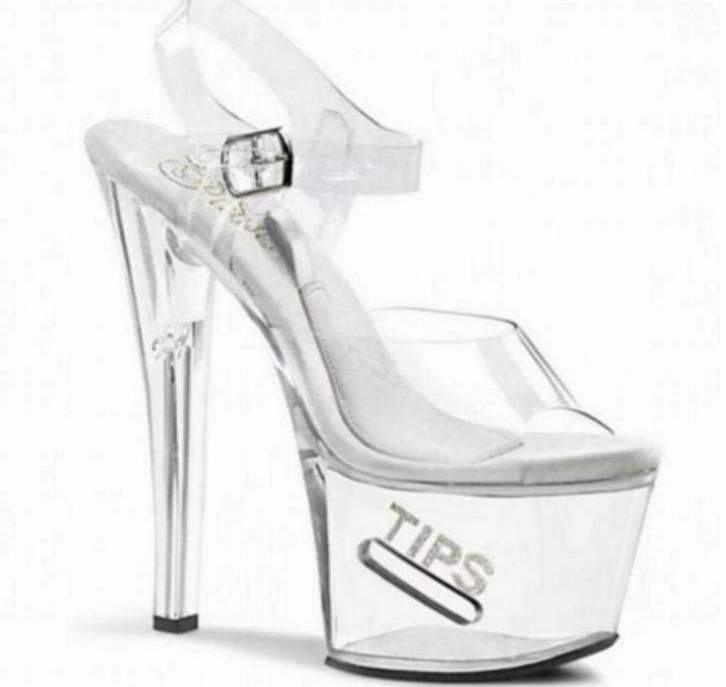 PLEASER Tipjar-708-5 NIEUW maat 40 EU doorzichtige hakken, Kleding | Dames, Schoenen, Nieuw, Schoenen met hoge hakken, Overige kleuren