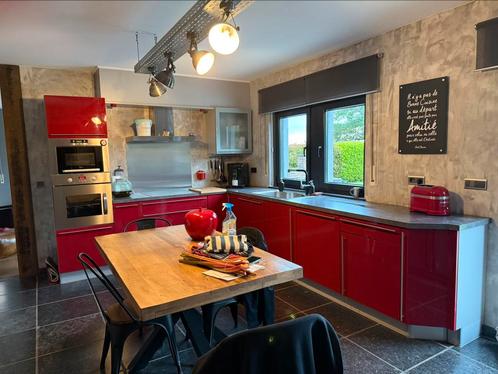 Cuisine Ixina rouge brillant, Huis en Inrichting, Keuken | Complete keukens, Gebruikt, Rood, Composiet, Hoogglans of Gelakt, Ophalen