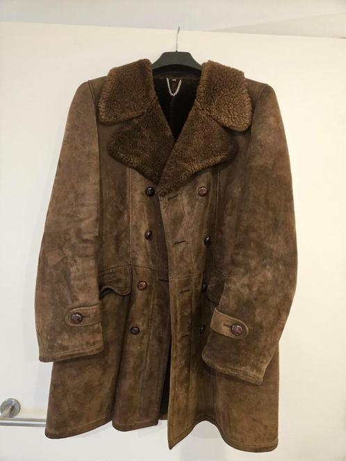 Donkerbruine Jas - Mouton Reversé, Kleding | Heren, Jassen | Winter, Gedragen, Maat 52/54 (L), Bruin, Ophalen of Verzenden