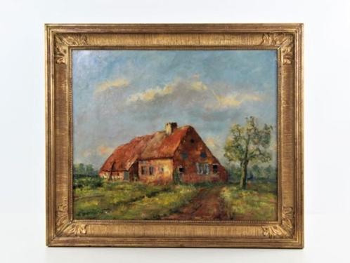 Huile sur toile "Oude Hoeve" - de Bruyn - signée - 74x64cm, Antiquités & Art, Art | Peinture | Classique, Enlèvement ou Envoi