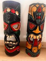2 masques tiki en bois, Antiquités & Art, Art | Sculptures & Bois, Enlèvement ou Envoi