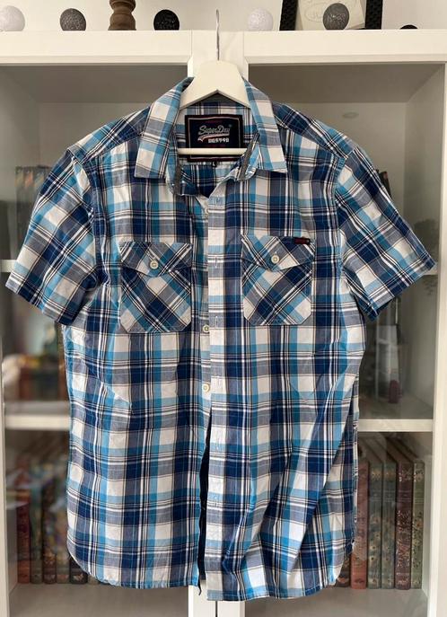 Chemise à carreaux Superdry t.L, Kleding | Heren, Overhemden, Zo goed als nieuw, Halswijdte 41/42 (L), Blauw