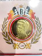 24 karaat goud vergulde munt Koning Boudewijn, Postzegels en Munten, Ophalen of Verzenden, 1970 tot heden