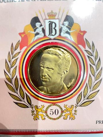 24 karaat goud vergulde munt Koning Boudewijn beschikbaar voor biedingen