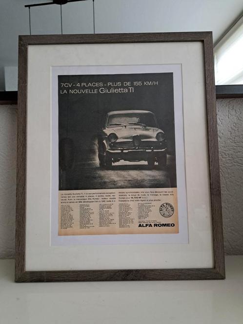 Kader met oude reclame alfa romeo, Verzamelen, Merken en Reclamevoorwerpen, Gebruikt, Ophalen of Verzenden