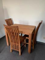 Teakhouten tafel met 3 stoelen, Huis en Inrichting, Ophalen, Zo goed als nieuw, Minder dan 4 stoelen
