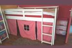 Half hoogslaper wit met gordijntjes, matras en lattenbodem, Ophalen, Zo goed als nieuw, Hoogslaper