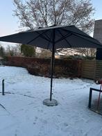 Grijze parasol met stevige parasolvoet, Enlèvement, Comme neuf, Parasol sur pied