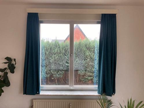 Gordijnen (kleur: appelblauwzeegroen / petrol), Huis en Inrichting, Stoffering | Gordijnen en Lamellen, Zo goed als nieuw, Ophalen
