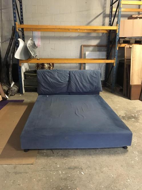 bedframe en hoofdeinde, Huis en Inrichting, Slaapkamer | Bedden, Gebruikt, Tweepersoons, 160 cm, 210 cm, Blauw, Ophalen