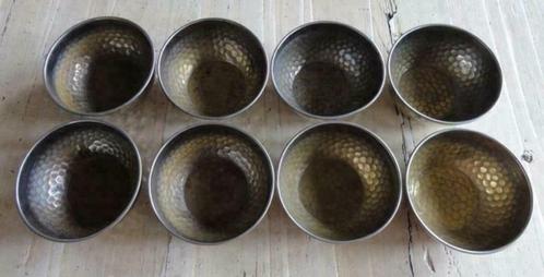 6 koperen schaaltjes / kommetjes met zilverkleurig laagje, Antiek en Kunst, Curiosa en Brocante, Ophalen of Verzenden