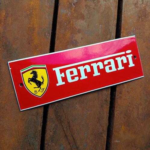 Emaille Schild FERRARI Rood Reclamebord Vintage Plaque Italy, Verzamelen, Merken en Reclamevoorwerpen, Gebruikt, Reclamebord, Verzenden
