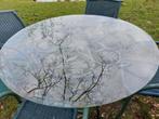 Smeedwerken tuintafel met glazen blad 1m30.  4 stoelen, Tuin en Terras, Ophalen