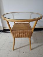 rotan tafeltje met glas, Ophalen, Zo goed als nieuw, Rond, Overige materialen