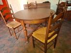 Ronde tafel verlengbaar tot ovale en 4 stoelen, Ophalen, 100 tot 150 cm, Zo goed als nieuw, Vijf personen of meer