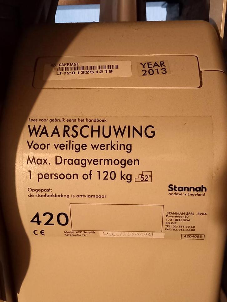 Traplift Stannah recht, Divers, Monte-escaliers, Droit, Enlèvement