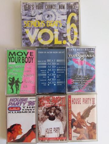 12 cassettes. HOUSE PARTY, TURN UP THE BASS, SERIOUS BEATS 6 beschikbaar voor biedingen