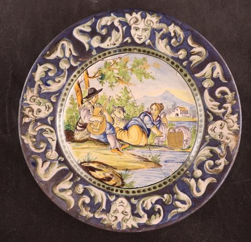 Antiek faience bord met krammen, Antiek en Kunst, Antiek | Keramiek en Aardewerk, Ophalen of Verzenden