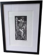 Willy Lecomte houtsnede "zelfportret te paard"., Antiek en Kunst, Ophalen of Verzenden