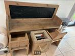 Kinderbureau met krijtbord, 2 stoelen en bak, Kinderen en Baby's, Ophalen, Zo goed als nieuw