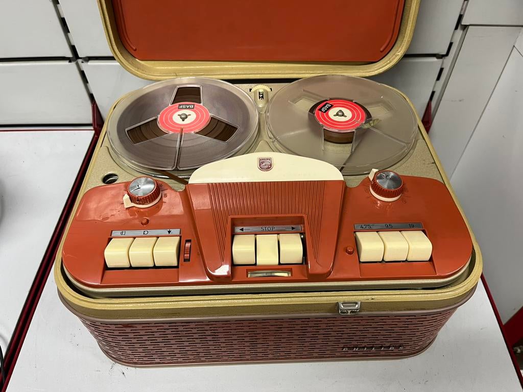 Vintage stereobandrecorder van Philips — jaren 50/60, Audio, Tv en Foto, Bandrecorder, Bandrecorder, Ophalen