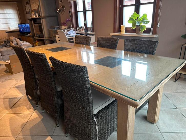 Eetkamer in massief eik met stoelen, Maison & Meubles, Salles à manger complètes, Enlèvement