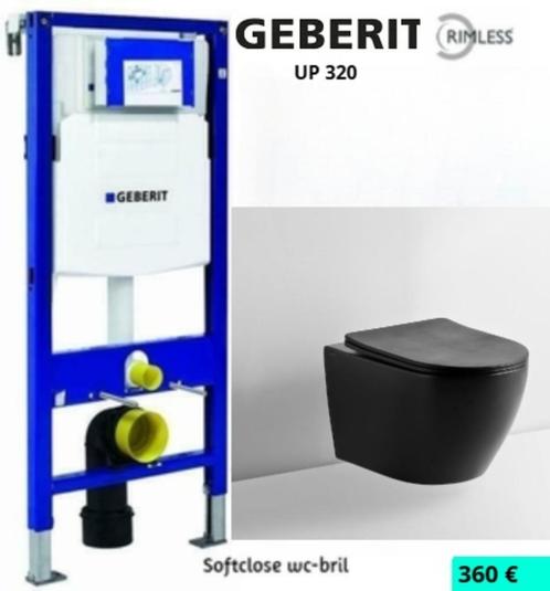 Geberit UP320 Tornado Rimless Mat Zwarte Toiletset, Doe-het-zelf en Bouw, Sanitair, Nieuw, Toilet, Ophalen of Verzenden