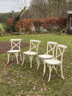 4 houten Crossback eetkamerstoelen, Huis en Inrichting, Ophalen, Wit, Vier, Hout