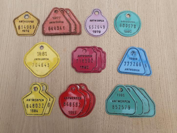 21 oude fietsplaten prov Antwerpen, Verzamelen, Retro, Overige typen, Ophalen of Verzenden