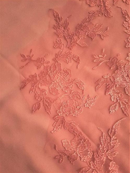 Tissu de qualité italienne - viscose & dentelle rose-orange, Vêtements | Femmes, Vêtements Femmes Autre, Neuf, Enlèvement ou Envoi