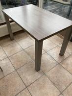 Moderne hoge tafel walnoot + 6 barstoelen wit, Comme neuf, Synthétique, 100 à 150 cm, Rectangulaire