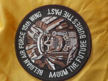 patch A400M LE FUTUR ENTERRE LE PASSÉ « BELGIAN AIRFORCE 15, Enlèvement ou Envoi, Neuf, Écusson, Insigne ou Logo