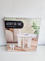 Action - Table d'appoint en bois - Blanc - Neuve !, Maison & Meubles, Neuf, Enlèvement ou Envoi, Rond, Moins de 55 cm