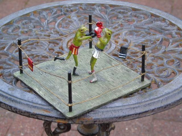 bronzen boxerkikkers gesigneerd, BERMAN., Antiek en Kunst, Antiek | Brons en Koper, Brons, Verzenden