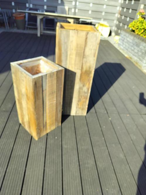 Bloembak hoog - hout, Tuin en Terras, Bloembakken en Plantenbakken, Nieuw, Hout, Binnen, Balkon, Tuin, 60 cm of meer, Minder dan 60 cm