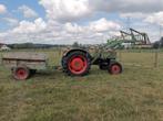oude kar voor aan tractor, Ophalen, Gebruikt