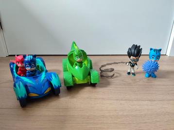 Lot de 5 figurines et 2 véhicules Pyjamasques bon état beschikbaar voor biedingen