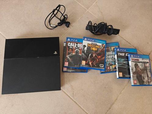 PS4 500GB met 5 games en PS4 camera, Games en Spelcomputers, Spelcomputers | Sony PlayStation 4, Gebruikt, Original, 500 GB, Met 2 controllers