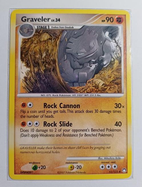 Pokémonkaart Graveler Lv.34 Mysterious Treasures 51/123, Hobby en Vrije tijd, Verzamelkaartspellen | Pokémon, Gebruikt, Losse kaart