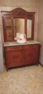 Kast met spiegel en marmeren blad., Antiek en Kunst, Ophalen