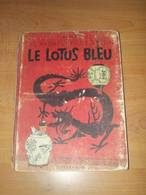 TINTIN "Le Lotus Bleu" - EO Couleur B1 1946 papier épais, Boeken, Stripverhalen, Gelezen, Eén stripboek, Ophalen of Verzenden